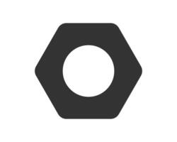 Simple, graphic icon of a hex nut. Clean design, solid fill. Great for engineering, construction, or technical themes. Use for logos, web, presentations, more. vector