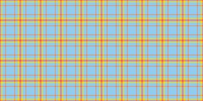 Vibrant pastel plaid pattern in cheerful yellow, coral, and sky blue. Perfect for textile design, website backgrounds, or playful branding. This seamless texture evokes feelings of joy and summer. vector