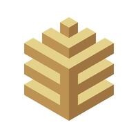 Abstract isometric cube design. Represents growth, progress, or stability. Elegant, minimalist style. Perfect for business, technology, or architecture concepts. vector