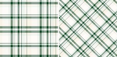 Elegant green and cream plaid patterns. Perfect for textile design, wrapping paper, or website backgrounds. These versatile seamless textures offer a classic, sophisticated aesthetic. vector
