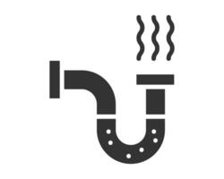 Hot plumbing icon. Represents a drainage system problem. Could convey a sense of blockage, repairs, or maintenance. Use for sanitary, cleaning or technical topics. vector