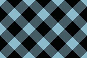 Classic tartan pattern in light blue and black, angled. Creates a rustic, cozy vibe. Ideal for backgrounds, textiles, or graphic design elements. Versatile texture. vector
