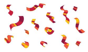 Vibrant red and orange confetti swirls, celebrating joy and success. Perfect for festive designs, celebratory backgrounds, or adding a playful touch to any project. vector