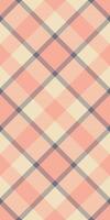 Elegant peach and cream diagonal plaid pattern. Perfect for textile design, apparel, packaging, or website backgrounds. This soft, seamless texture evokes feelings of warmth and sophistication. vector