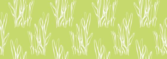 Simple, elegant pattern of stylized grass on a soft green background. Perfect for textile design, wallpaper, website backgrounds, or packaging. Evokes feelings of freshness, growth, and nature. vector