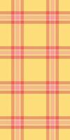 Vibrant yellow and coral plaid pattern. Perfect for textile design, website backgrounds, or packaging. This cheerful, minimalist design evokes feelings of warmth and summer. vector
