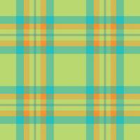 Vibrant, playful plaid pattern in lime, teal, and orange. Classic tartan design with a modern color palette. Perfect for textiles, backgrounds, or graphic design. vector