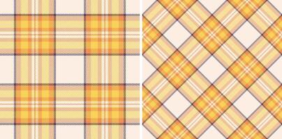 Two seamless pastel yellow and orange plaid patterns. Perfect for textile design, website backgrounds, or crafting projects. vector
