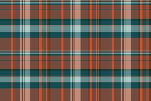 Window check tartan fabric, africa plaid texture textile. Premium pattern seamless background in orange and cyan colors. vector