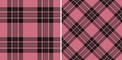 Elegant pink plaid patterns evoke tradition and sophistication. Two seamless textile designs offer versatility. Ideal for backgrounds, fashion, and design projects. vector