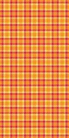 Jersey seamless check pattern, paint textile texture. Glamour fabric background plaid tartan in orange and pink colors. vector