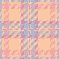 Soft pastel plaid pattern in peach, pink blue. Ideal for textile design, fashion, stationery, and branding projects. Subtle, elegant, and versatile texture evokes feelings of warmth and comfort. vector