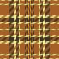 Warm, textured plaid pattern in autumnal hues. Classic tartan design evokes tradition, comfort, rustic charm. Great for backgrounds, textiles, or graphics. vector