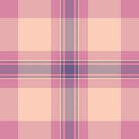 Soft pink plaid pattern. Classic tartan design evokes warmth and comfort. Ideal for backgrounds, textiles, and fashion themes. Versatile texture. vector