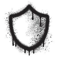 Security shield graffiti with black spray paint. vector