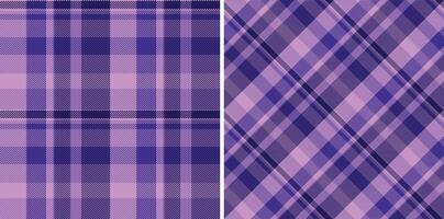 Elegant purple plaid pattern set. Classic, textured fabric design for backgrounds, textiles, or graphics. Cozy and versatile. vector