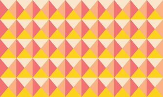 Vibrant geometric pattern of interlocking triangles in coral and gold hues. Ideal for backgrounds, textiles, or website design. This cheerful, modern design evokes feelings of optimism and energy. vector