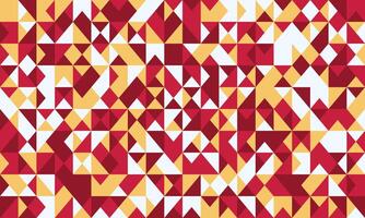 Abstract geometric background featuring a vibrant mosaic of red, gold, and white triangles. Ideal for modern designs, presentations, or website banners. vector