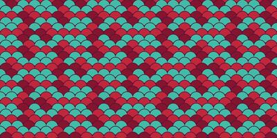 Vibrant geometric pattern featuring interlocking scales in teal and maroon. Ideal for textile design, website backgrounds, or modern art projects. vector