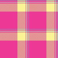 Trousers texture seamless pattern, napkin tartan textile background. Independence day plaid fabric check in pink and yellow colors. vector