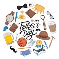 Father's day circular frame with male and dad elements Congratulations vector