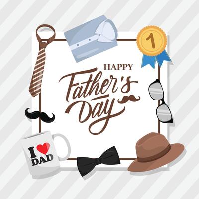 Fathers Day frame greeting card male accesories elements Social Media post