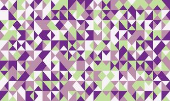 Abstract geometric pattern with vibrant purple, green, and white triangles. Ideal for backgrounds, textiles, website design, or any project needing a modern, playful, and visually engaging texture. vector
