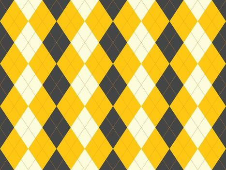 Vibrant argyle pattern in bold yellow, gray, and cream. Geometric design ideal for textiles, websites, or branding. Modern and classic, this seamless texture offers versatility and visual appeal. vector