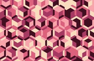 Abstract geometric pattern. Intricate design of pink and maroon 3D cubes creates a dynamic, modern texture. Ideal for backgrounds, website design, or textile prints. vector