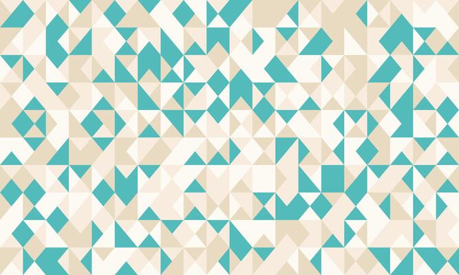 Abstract geometric pattern with teal and beige triangles and squares. Modern, seamless design ideal for backgrounds, website banners, textiles, and more.