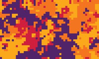Abstract pixel art background. Vibrant orange, red, and purple hues create a dynamic, energetic design. Ideal for website banners, social media graphics, or textile prints. vector