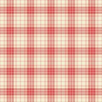 Sofa pattern fabric, quilted check tartan textile. Decoration texture background plaid seamless in antique white and red colors. vector