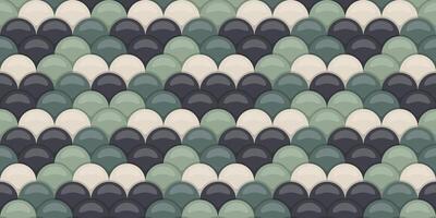 Elegant seamless pattern of overlapping scales in calming sage greens, charcoals, and creams. Perfect for textile design, website backgrounds, or sophisticated branding. vector