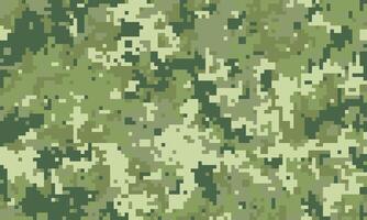 Abstract pixelated camouflage pattern in shades of green and beige. Perfect for backgrounds, textile designs, or militarythemed projects. Digital, seamless, and versatile. vector
