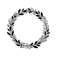 Simple wreath with twigs and leaves of a round shape vector