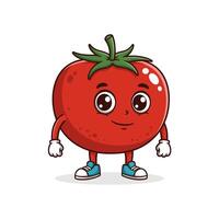 Smiling tomato cartoon character on white background vector