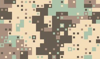 Abstract pixel art background. Muted earth tones create a camouflage effect, perfect for tech, gaming, or fashion design. Modern, geometric pattern evokes feelings of mystery and digital landscapes. vector