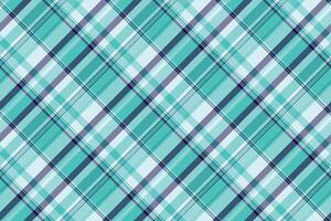 Long plaid fabric background, geometry tartan seamless textile. Heritage pattern texture check in teal and cyan colors. vector