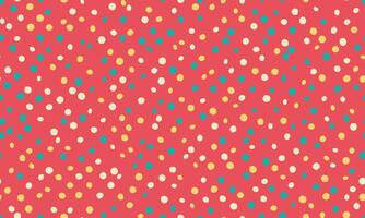 Joyful confetti pattern, perfect for backgrounds, textile designs, or celebratory projects. Red base with scattered pastel dots creates a fun, playful vibe. vector