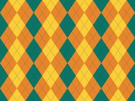 Vibrant argyle pattern in teal, gold, and burnt orange. A classic yet modern design perfect for backgrounds, textiles, or branding. This seamless texture evokes feelings of sophistication and style. vector