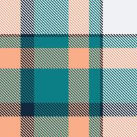 Vibrant teal, peach, and beige plaid pattern. Ideal for textile design, fashion, or website backgrounds. Modern, stylish, and versatile design with a fresh, contemporary feel. vector
