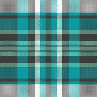 Square seamless background, modern tartan texture check. Infinity plaid pattern textile fabric in grey and cyan colors. vector