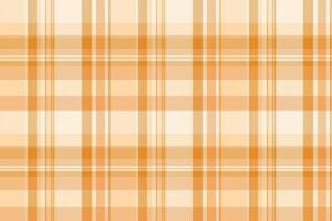 Serene plaid background, 1960s tartan texture pattern. Sheet seamless fabric check textile in orange and antique white colors. vector