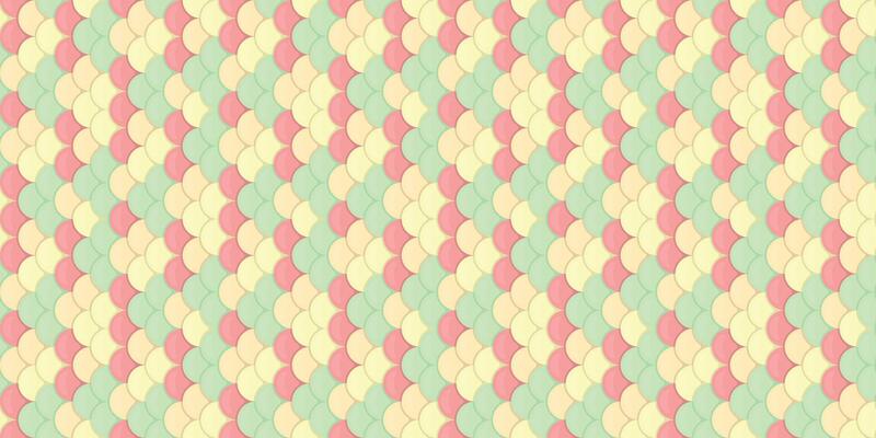 Abstract pastel geometric pattern. Seamless repeating design with soft pink, mint green, and pale yellow overlapping scales. Ideal for textile prints, backgrounds, and website designs.