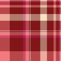 Plain plaid seamless fabric, woman check texture. Tailor pattern textile tartan background in maroon and red colors. vector