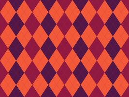Vibrant argyle pattern in autumnal hues. Perfect for fallthemed designs, backgrounds, or textiles. The rich orange and deep purple create a sophisticated yet playful aesthetic. vector
