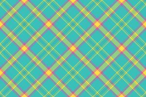 Vibrant teal, lime, and pink plaid pattern. Perfect for textile design, website backgrounds, or cheerful branding. This bright, intersecting line design evokes energy and optimism. vector