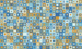 Abstract geometric pattern of variedsized squares in calming blue and gold hues. Perfect for backgrounds, website design, or textile prints. Evokes a sense of order and subtle movement. vector