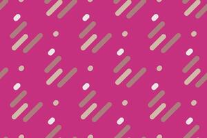 Dynamic abstract geometric pattern. Vibrant pink backdrop features diagonal, rounded rectangles in beige and brown, interspersed with small white and pink circles. vector