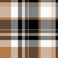 Elegant brown, black, and white plaid pattern. Perfect for textile design, fashion, website backgrounds, or any project needing a sophisticated and stylish geometric texture. vector